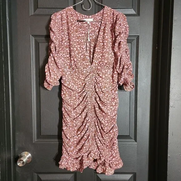 re:named 'Raven' Girly Romantic Ruched Mini Dress Ditsy Floral Cottagecore - Picture 6 of 16